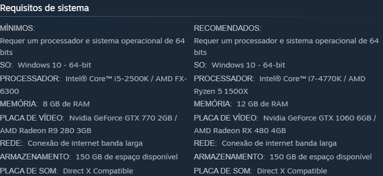 Requisitos do jogo